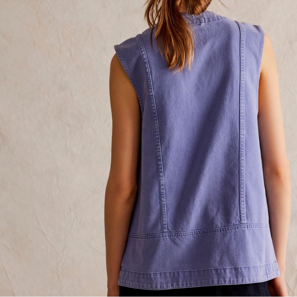 NWT! Free People We The Free Valerie Waistcoat Vest Blue Heron Large - Picture 14 of 15